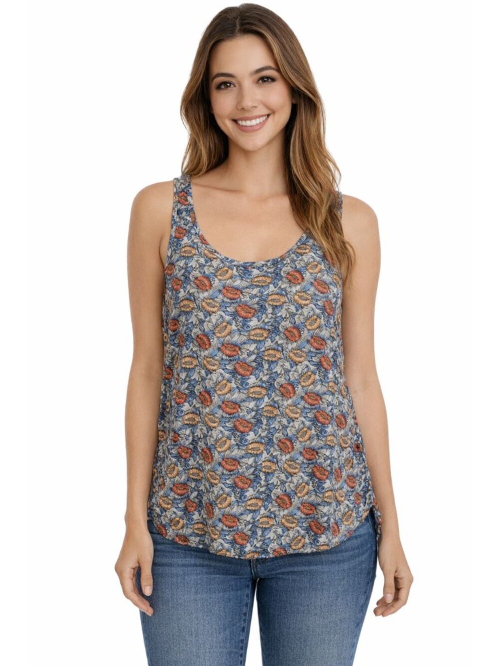 H & M Sleeveless Top Womens Multicolor Size 32 Peach Floral Lightweight